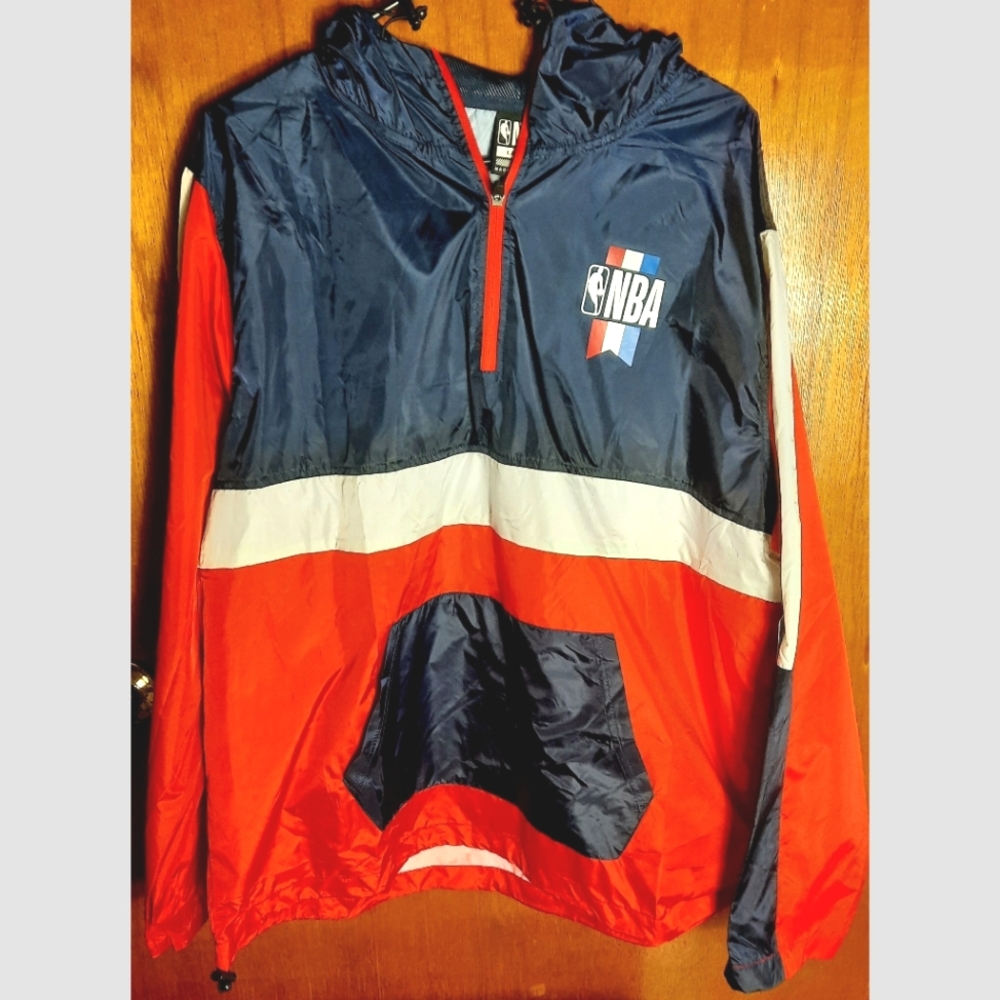 NBA Blue Ribbon Pull Over Windbreaker Jacket Men's Large Red Blue White …